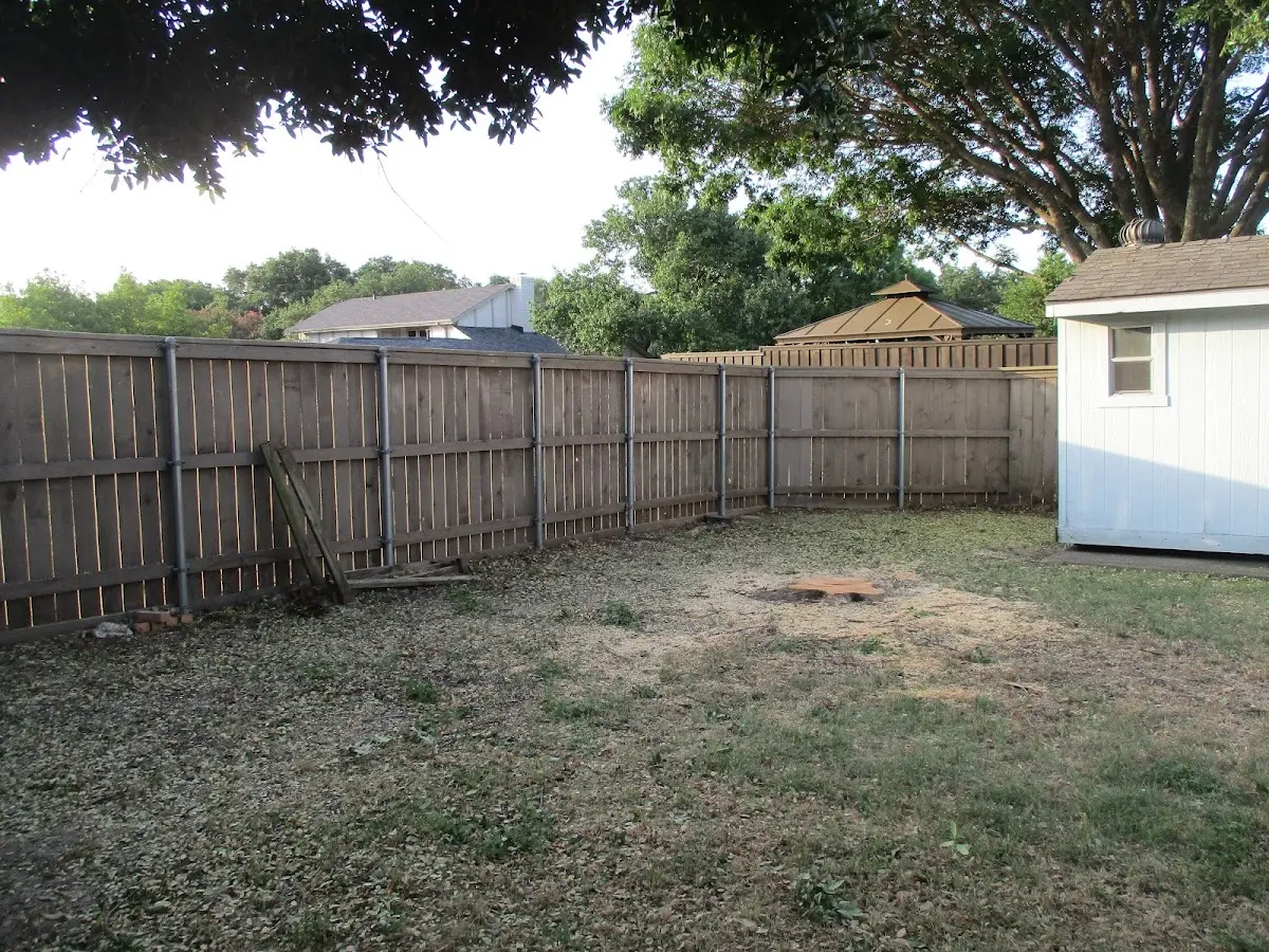 Cleared yard after professional tree removal in Bokchito